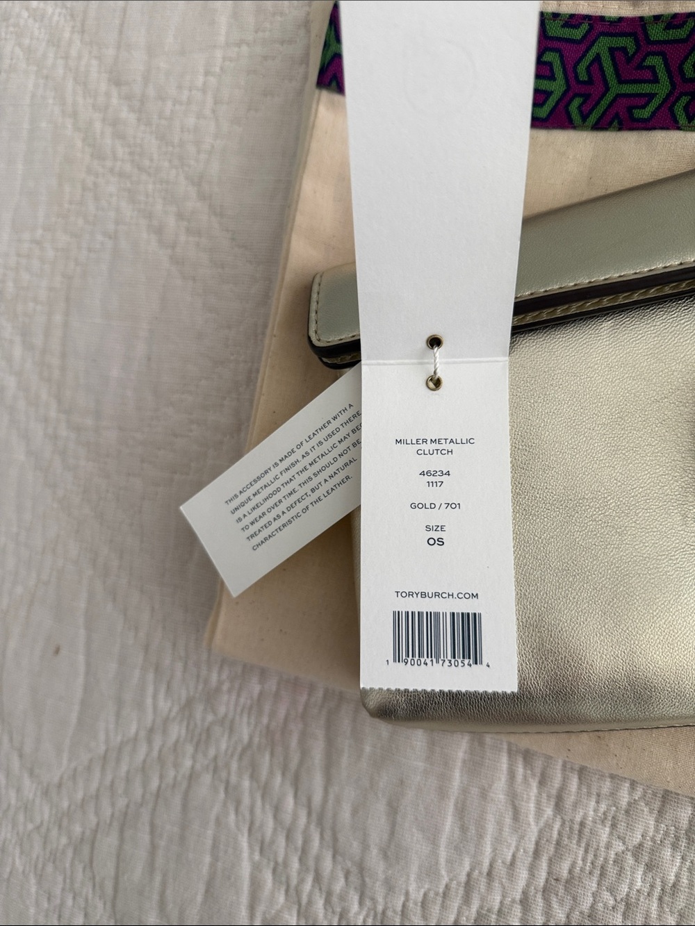 TORY BURCH Miller Clutch Bag Gold Leather Clutch Bag - Picture 15 of 16